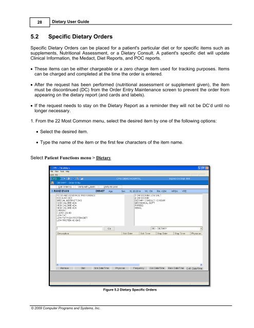 Dietary User Guide - CPSI Application Documentation