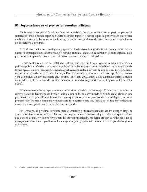 Memoria de la V Conferencia Nacional sobre Derechos Humanos