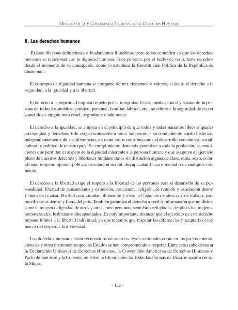 Memoria de la V Conferencia Nacional sobre Derechos Humanos