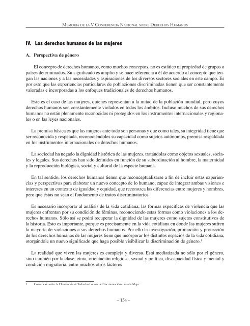 Memoria de la V Conferencia Nacional sobre Derechos Humanos