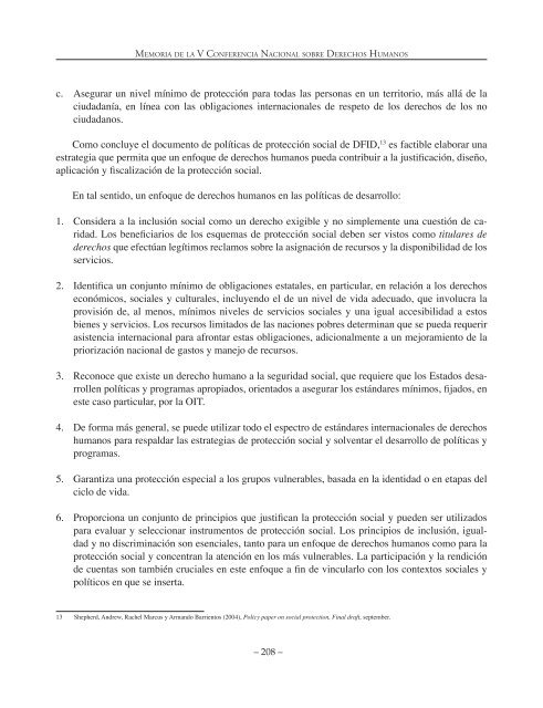 Memoria de la V Conferencia Nacional sobre Derechos Humanos