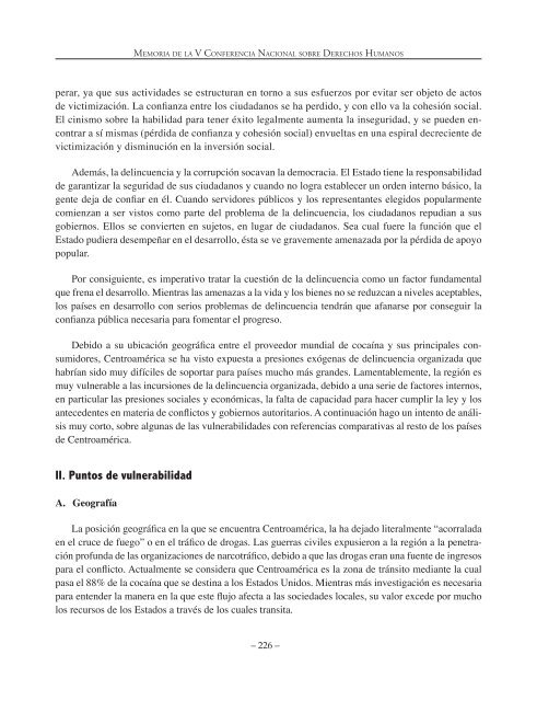 Memoria de la V Conferencia Nacional sobre Derechos Humanos