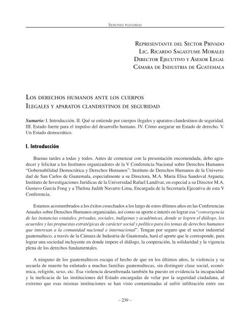 Memoria de la V Conferencia Nacional sobre Derechos Humanos