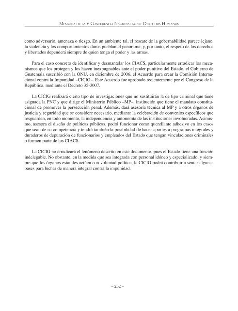 Memoria de la V Conferencia Nacional sobre Derechos Humanos