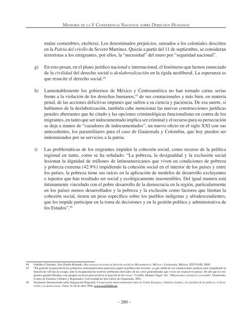 Memoria de la V Conferencia Nacional sobre Derechos Humanos