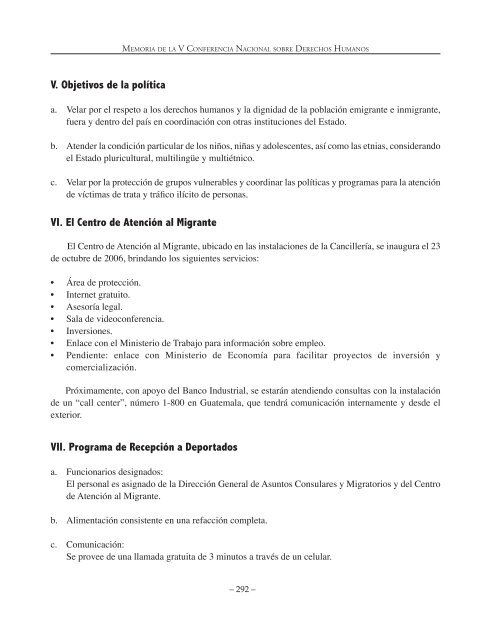 Memoria de la V Conferencia Nacional sobre Derechos Humanos