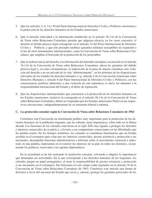 Memoria de la V Conferencia Nacional sobre Derechos Humanos