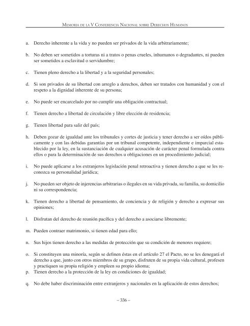 Memoria de la V Conferencia Nacional sobre Derechos Humanos