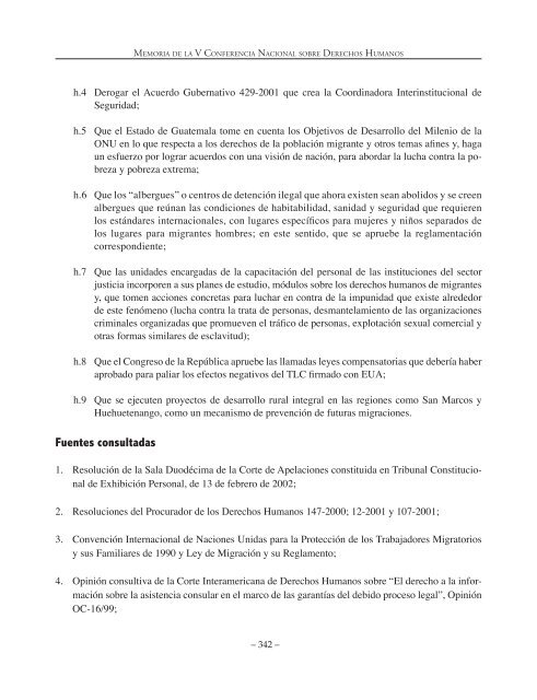 Memoria de la V Conferencia Nacional sobre Derechos Humanos