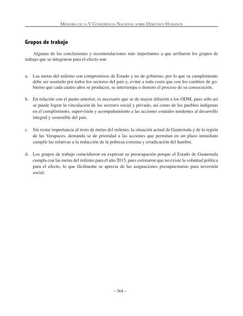 Memoria de la V Conferencia Nacional sobre Derechos Humanos