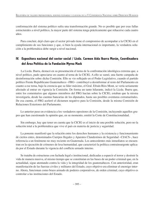 Memoria de la V Conferencia Nacional sobre Derechos Humanos