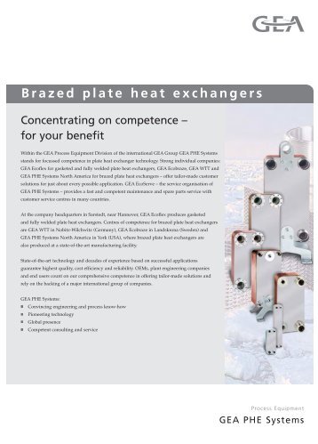 Brazed plate heat exchangers - GEA PHE Systems