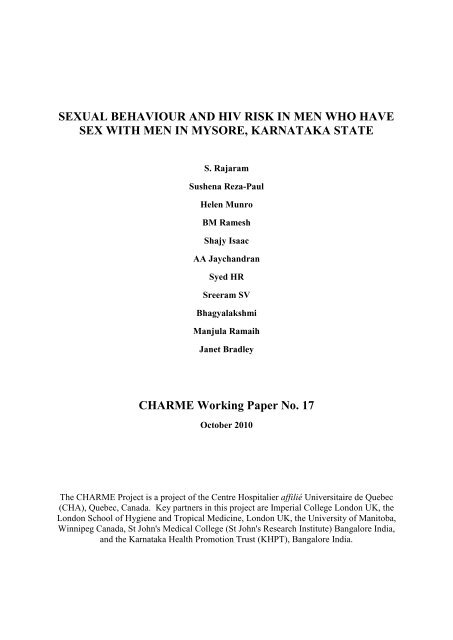 sexual behaviour and hiv risk in men who - Karnataka Health ...