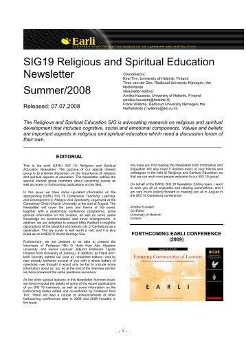 Newsletter Summer 2008 - Earli