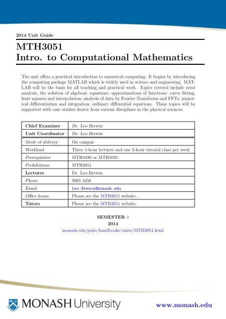 MTH3051 Intro. to Computational Mathematics - User Web Pages ...