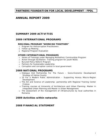 ANNUAL REPORT 2009 - FPDL