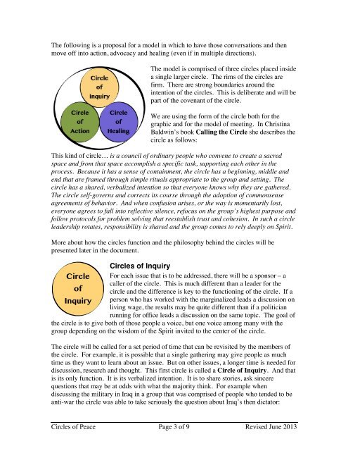 Circles of Peace Model - Christian Church (Disciples of Christ)