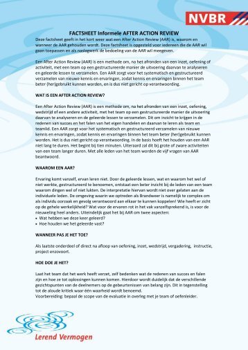 Factsheet After Action Review - BrandweerKennisNet