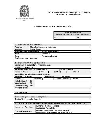 DEPARTAMENTO DE MATEMÁTICAS - Matemáticas - Universidad ...