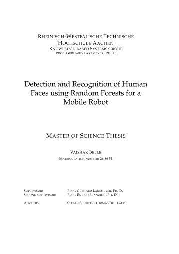 Vaishak Belle: Face Detection and Recognition with Random Forests