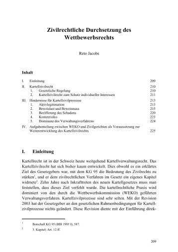 Zivilrechtliche Durchsetzung des ... - Walder Wyss Ltd.