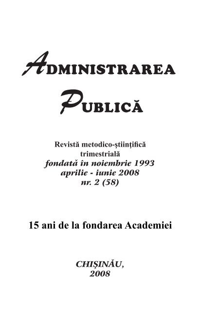 Revista "Administrarea publicÄ" aprilie - Academia de Administrare ...