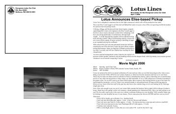 Lotus Lines April 2006 - Evergreen Lotus Car Club