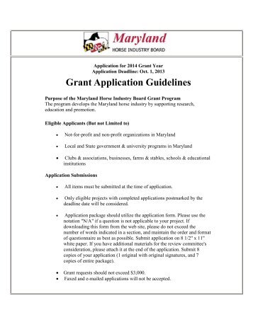 2014 Grant Guidelines - Maryland Department of Agriculture