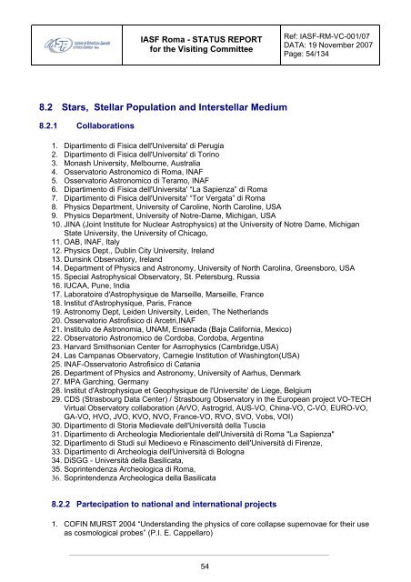 IASFRome_StatusReport - INAF-IASF-Roma