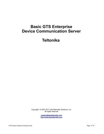 Basic GTS Enterprise Device Communication Server Teltonika