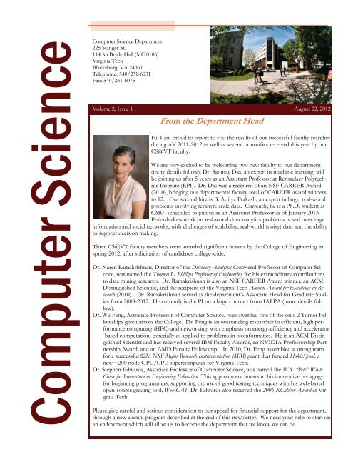 Summer 2012 - Computer Science at Virginia Tech