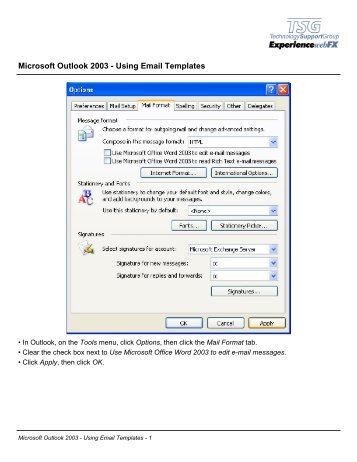 Microsoft Outlook 2003 - Using Email Templates