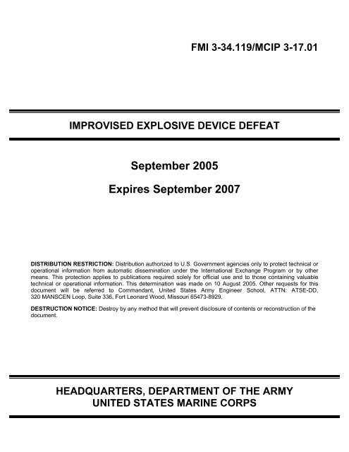 FMI 3-34.119 - Soldier Support Institute - U.S. Army