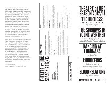 Download our Season Brochure - Theatre at UBC