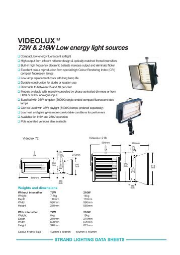 Videolux Data Sheet - The Strand Archive