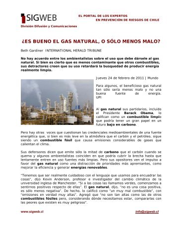 Â¿ES BUENO EL GAS NATURAL, O SÃLO MENOS MALO? - Sigweb