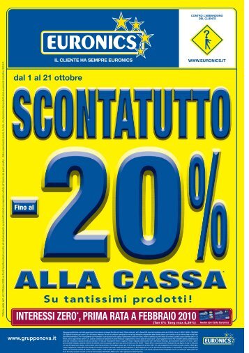 INTERESSI ZERO*, PRIMA RATA A FEBBRAIO 2010 - Euronics Nova