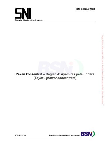 SNI Pakan Konsentrat Ayam Ras Petelur Dara Nomor ... - D8-AFIC