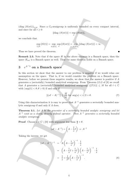 Is Aâ1 an infinitesimal generator?â - Applied Mathematics