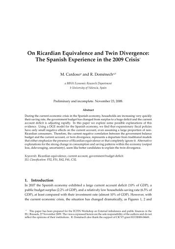 On Ricardian Equivalence and Twin Divergence: The Spanish ...