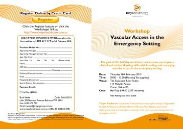 Workshop Vascular Access in the Emergency Setting