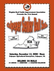 Saturday, December 13, 2008 â¢ Noon SElliNg 58 bullS - Virginia BCIA!
