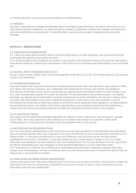 conditions generales de transport table de matieres : 1. article 1