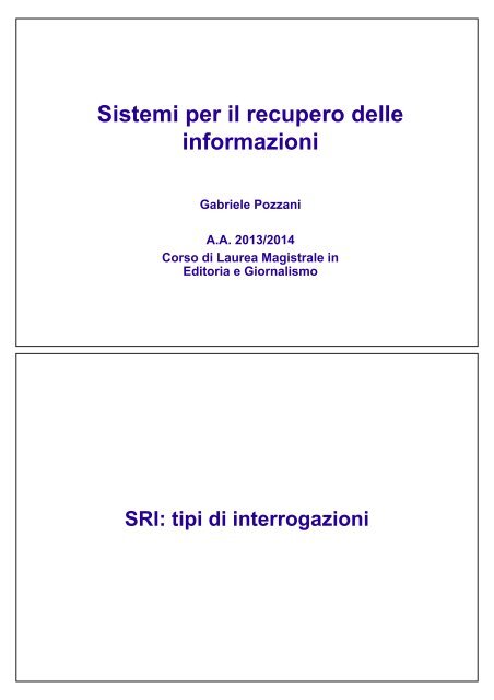 Tipi di Query (pdf, it, 235 KB, 10/9/13)