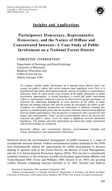 Overdevest, C. 2000. Participatory Democracy, Representative ...