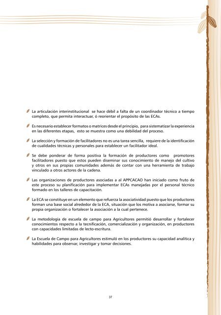 escuelas de campo para agricultores de cacao en el perÃº