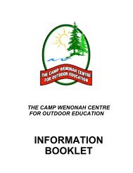 INFORMATION BOOKLET - Camp Wenonah