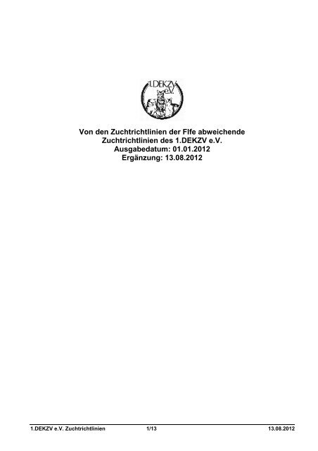 Zuchtrichtlinien des 1.DEKZV e.V. Ausgabedatum: 01.01.2007