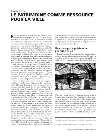 LE PATRIMOINE COMME RESSOURCE POUR LA VILLE - ESEC