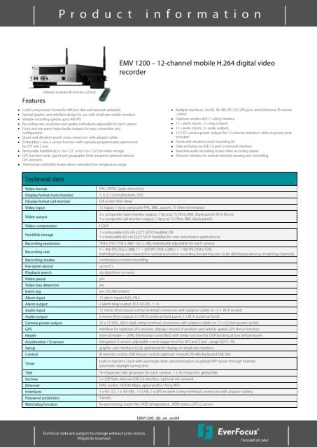 DVR mobil 12 canale EVERFOCUS EMV-1200.pdf - GTO Security ...